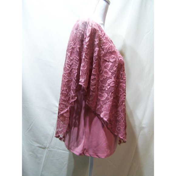 Onyx Apparel Top Draping Lace Pink Medium Capelet - Picture 2 of 4